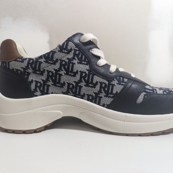 Lauren Ralph Lauren Rylee Monogram Jacquard Sneakers Sz 8.5 US 40 EUR - Picture 7 of 7
